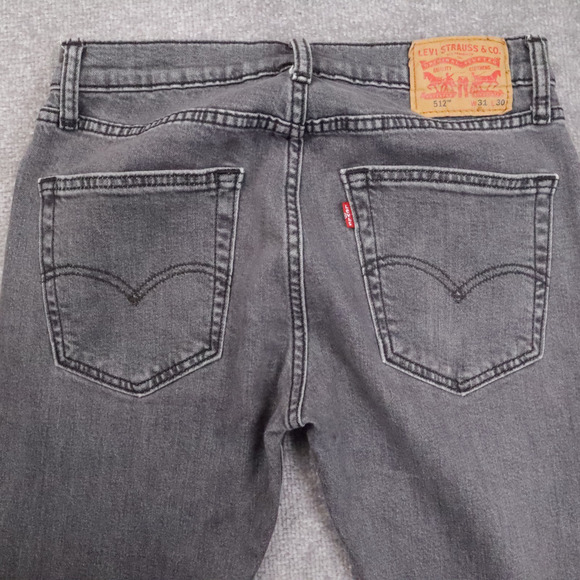 Levi's 512 Slim Fit Tapered Leg 31x30 Dark Wash Gray Denim Jeans - Picture 13 of 14